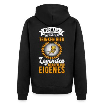 Bierbrauer Bierbrauen Bier Geschenk - Unisex Premium Bio Zip Hoodie - Schwarz - Hinten - Nico (187cm)