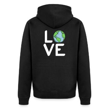 Love World Science Earth Day 2021 - Unisex Premium Bio Zip Hoodie - Schwarz - Hinten - Nico (187cm)