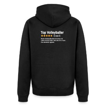 Volleyball Spruch Volleyballspieler Volleyballer - Unisex Premium Bio Zip Hoodie - Schwarz - Hinten - Nico (187cm)