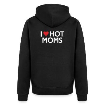 I Love Hot Moms funny gifts quote - Veste à capuche bio Premium Unisexe - noir - Dos - Nico (187cm)
