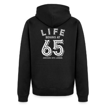 65 years birthday 65 years of life gift - Unisex Premium Organic Zip Hoodie - black - Back - Nico (187cm)
