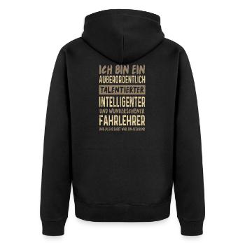 Fahrlehrer Spruch Führerschein Lustige Fahrschule - Unisex Premium Bio Zip Hoodie - Schwarz - Hinten - Nico (187cm)