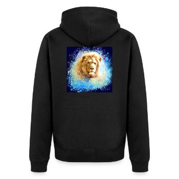 lion, or, tête de lion, graffiti, peinture, bleu, affiche - Veste à capuche bio Premium Unisexe - noir - Dos - Nico (187cm)