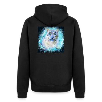 snow leopard,cat,leopard, jaguar,white,graffiti - Unisex Premium Organic Zip Hoodie - black - Back - Nico (187cm)