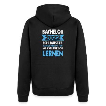 Bachelor 2022 Abschluss Student Bachelorabschluss - Unisex Premium Bio Zip Hoodie - Schwarz - Hinten - Nico (187cm)