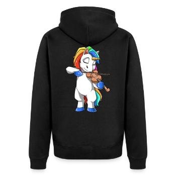 Unicorn joue du violon pour violoniste musicien - Veste à capuche bio Premium Unisexe - noir - Dos - Nico (187cm)