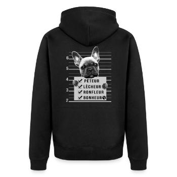 bouledogue français humour chien mignon - Veste à capuche bio Premium Unisexe - noir - Dos - Nico (187cm)