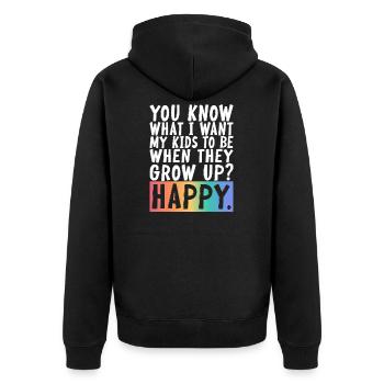 I Want My Kids To Be Happy Lgbtq+ Supportive - Veste à capuche bio Premium Unisexe - noir - Dos - Nico (187cm)