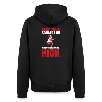 Squat Squatting Powerlifting Bodybuilding - Unisex Premium Organic Zip Hoodie - black - Back - Nico (187cm)