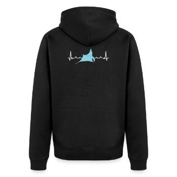 Manta Ray Heartbeat Animal Sea Rays Stingray - Unisex Premium Bio Zip Hoodie - Schwarz - Hinten - Nico (187cm)