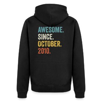 Awesome Since October 2010 11th Birthday - Unisex Premium Organic Zip Hoodie - black - Back - Nico (187cm)