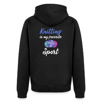 Knitting Is My Favorite Sport Knitters Funny - Unisex Premium Bio Zip Hoodie - Schwarz - Hinten - Nico (187cm)