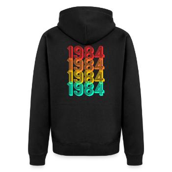1984 geboren Jahrgang 1984 Geschenk Geburtstag - Unisex Premium Bio Zip Hoodie - Schwarz - Hinten - Nico (187cm)