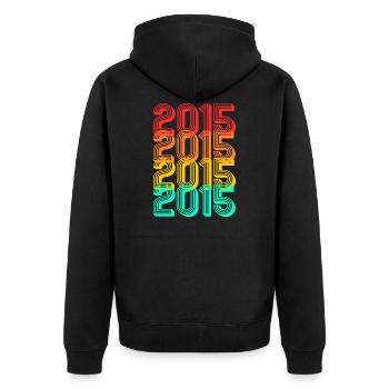 Born in 2015 Vintage 2015 Gift Birthday - Unisex Premium Organic Zip Hoodie - black - Back - Nico (187cm)