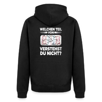Eishockey Trainer Eishockeyspieler Lustiger Coach - Unisex Premium Bio Zip Hoodie - Schwarz - Hinten - Nico (187cm)