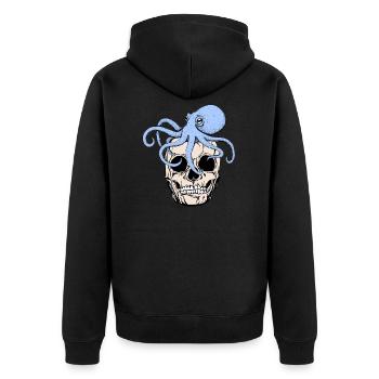 Octopus on skull funny octopus cool gothic - Unisex Premium Organic Zip Hoodie - black - Back - Nico (187cm)