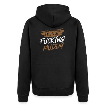 Let'S Get Fucking Muddy Quad Biker Four Wheeler - Unisex Premium Bio Zip Hoodie - Schwarz - Hinten - Nico (187cm)
