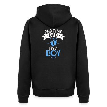2Nd Time Dad It'S A Boy Dad Again Second Baby - Unisex Premium Bio Zip Hoodie - Schwarz - Hinten - Nico (187cm)