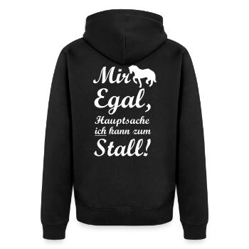Pferd Stall Reiten - Unisex Premium Bio Zip Hoodie - Schwarz - Hinten - Nico (187cm)