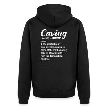 Caving Definition Speleology Caves Spelunking - Unisex Premium Organic Zip Hoodie - black - Back - Nico (187cm)
