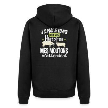 Mouton Moutons Brebis Fermier Berger Humour Noël - Veste à capuche bio Premium Unisexe - noir - Dos - Nico (187cm)