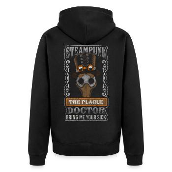Mechanisch Viktorianisch Zahnräder - Unisex Premium Bio Zip Hoodie - Schwarz - Hinten - Nico (187cm)