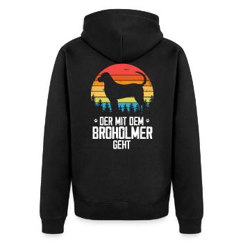 Broholmer Herrchen - Unisex Premium Bio Zip Hoodie - Schwarz - Hinten - Nico (187cm)