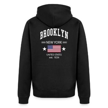 Brooklyn - Unisex Premium Organic Zip Hoodie - black - Back - Nico (187cm)