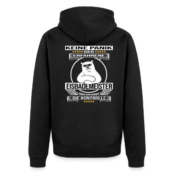 eisbademeister eisbad winterbader eisbader kalt - Unisex Premium Bio Zip Hoodie - Schwarz - Hinten - Nico (187cm)