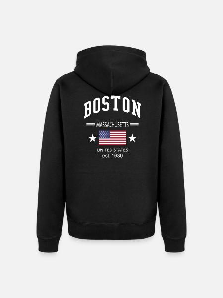 Boston - Unisex Premium Organic Zip Hoodie - black