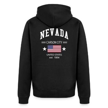 Nevada - Unisex Premium Organic Zip Hoodie - black - Back - Nico (187cm)