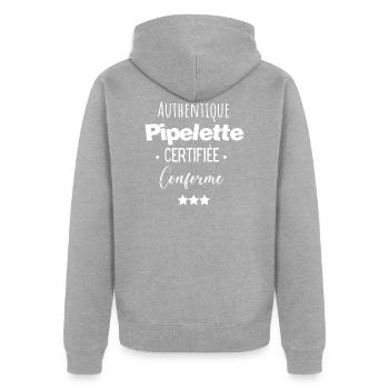 Authentique pipelette certifiée conforme - Veste à capuche bio Premium Unisexe - gris chiné - Dos - Nico (187cm)