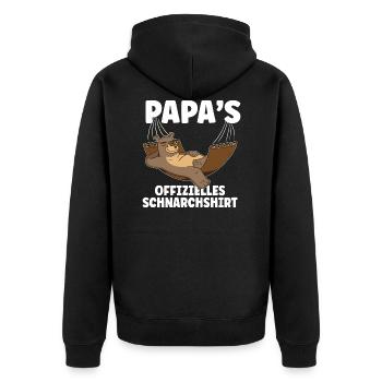 Papa's Offizielles Schnarchshirt Schlafen Faultier - Unisex Premium Bio Zip Hoodie - Schwarz - Hinten - Nico (187cm)