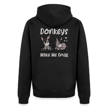 Donkeys Make Me Smile Mule Farm Animal - Unisex Premium Organic Zip Hoodie - black - Back - Nico (187cm)