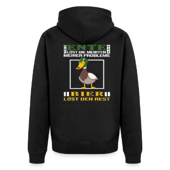 ente entensammlung entenliebhaber mag enten bier - Unisex Premium Bio Zip Hoodie - Schwarz - Hinten - Nico (187cm)