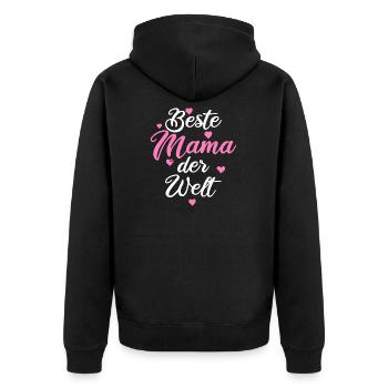 Beste Mama Der Welt Beste Mama Aller Zeiten - Unisex Premium Bio Zip Hoodie - Schwarz - Hinten - Nico (187cm)