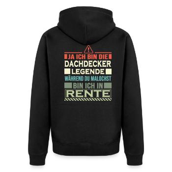 dachdecker rentner mit stil roofer dach decken - Unisex Premium Bio Zip Hoodie - Schwarz - Hinten - Nico (187cm)