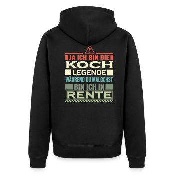 koch ihr malocht ich bin in rente - Unisex Premium Bio Zip Hoodie - Schwarz - Hinten - Nico (187cm)