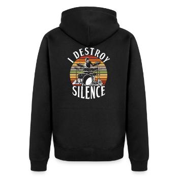 Je détruis le silence drôle drummer band - Veste à capuche bio Premium Unisexe - noir - Dos - Nico (187cm)