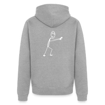 Lustiges Hässliches Strichmännchen Witzig - Unisex Premium Bio Zip Hoodie - Grau meliert - Hinten - Nico (187cm)