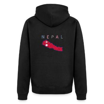 Nepal Karte Flagge Kathmandu Himalaya - Unisex Premium Bio Zip Hoodie - Schwarz - Hinten - Nico (187cm)