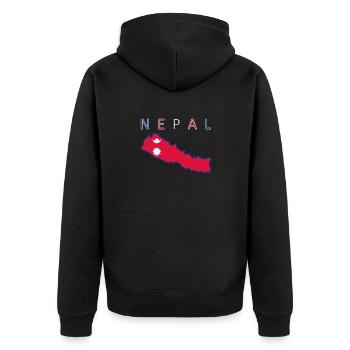 Nepal Karte Flagge Kathmandu - Unisex Premium Bio Zip Hoodie - Schwarz - Hinten - Nico (187cm)