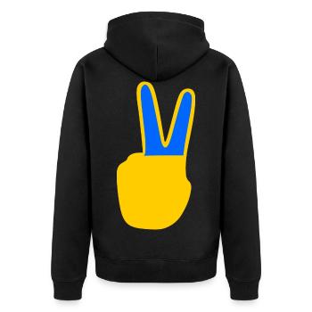 Ukraine - Unisex Premium Bio Zip Hoodie - Schwarz - Hinten - Nico (187cm)
