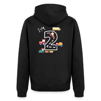 2ème anniversaire garçon excavatrice 2 ans - Veste à capuche bio Premium Unisexe - noir - Dos - Nico (187cm)