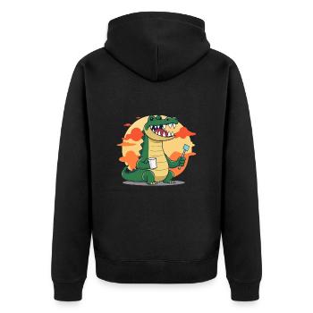 Krokodil Zahn Hygiene - Unisex Premium Bio Zip Hoodie - Schwarz - Hinten - Nico (187cm)