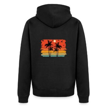 Sonnenuntergang Strand Sommer Geschenk Strand Retro - Unisex Premium Bio Zip Hoodie - Schwarz - Hinten - Nico (187cm)
