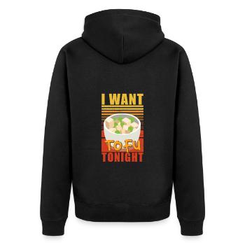 I Want Tofu Tonight Funny Vegan - Unisex Premium Bio Zip Hoodie - Schwarz - Hinten - Nico (187cm)