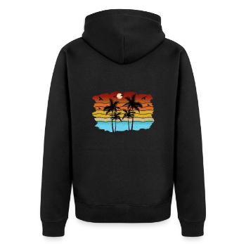Sunset beach summer gift beach retro - Unisex Premium Organic Zip Hoodie - black - Back - Nico (187cm)