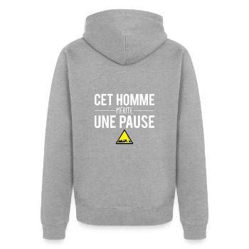 Cet homme mérite une pause travail humour - Veste à capuche bio Premium Unisexe - gris chiné - Dos - Nico (187cm)