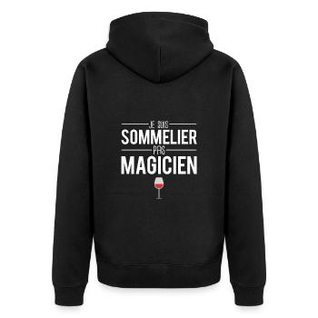 Je suis sommelier pas magicien métier vin humour - Veste à capuche bio Premium Unisexe - noir - Dos - Nico (187cm)
